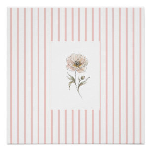 Rosa Wasserfarbenrose Kunstdruck mit rosa gestreif Poster