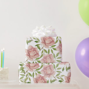 Rosa Wasserfarbenrosen in Blushviolett Geschenkpapier