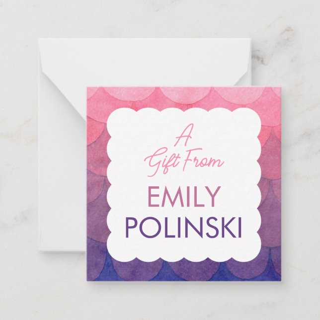 Rosa Wasserfarbenskallope Girls Geschenkverpackung Mitteilungskarte (Vorderseite)