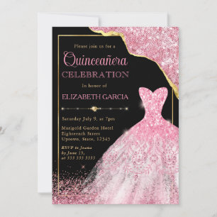 Rosa Wasserfarbkleid und glamouröser Rand Quincean Einladung