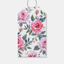 Rosa Wasserfarbmuster mit eleganter Pinkrose Geschenkanhänger