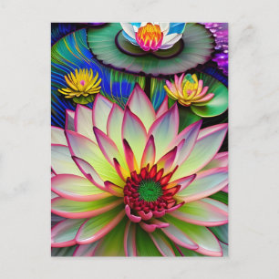 Rosa Wasserlilie Blume Postkarte