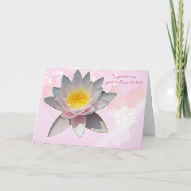Rosa Wasserlilie Mama-Zu-Ist Glückwünsche Karte (Vorderseite)