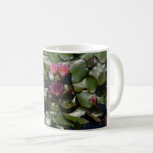 Rosa Wasserlilien Kaffeetasse (VorderseiteRechts)