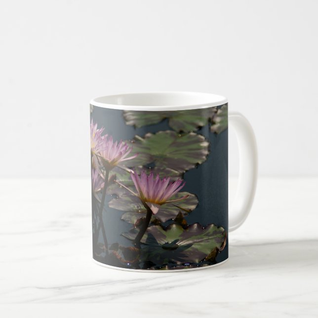 Rosa Wasserlilien Kaffeetasse (VorderseiteRechts)