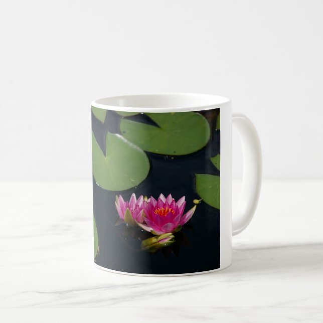Rosa Wasserlilien Kaffeetasse (VorderseiteRechts)