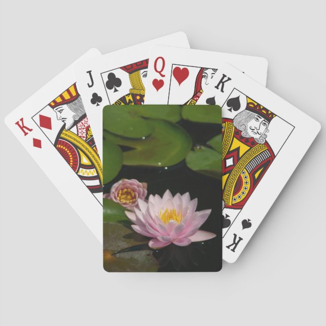 Rosa Wasserlilien Lotus Piktografien Spielkarten (Rückseite)