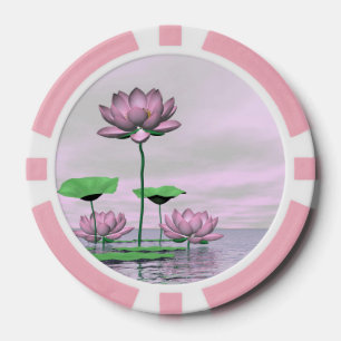 Rosa Wasserlilien und Lotus-Blume - 3D-Darstellung Pokerchips