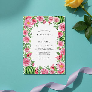 Rosa Wassermelone Florale Launen Hochzeit Einladung