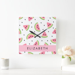 Rosa Wassermelonen, Wassermelonen, Ihr Name Quadratische Wanduhr