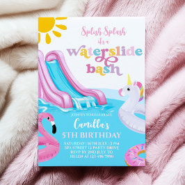 Rosa Wasserrutsche Pool Party Geburtstagsfeier Ein Einladung