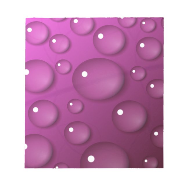 Rosa Wassertropfen Hintergrund Notizblock (Vorderseite)