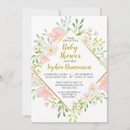 Rosa Watercolor-Blumen-Baby-Duschen-Einladung Einladung