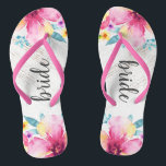 Rosa Watercolor Blumenholz sieht rustikale Flitter Flip Flops<br><div class="desc">Rosa Watercolor Blumenholz Look Rustikale Honeymoon Umdreh Flop.</div>