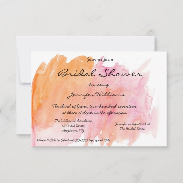 Rosa Watercolor-Brautparty-Einladungen Einladung (Vorderseite)