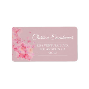 Rosa Watercolor Cherry Blüten Hochzeitslabel Adressaufkleber