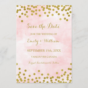 Rosa Watercolor-Goldconfetti-Foto Save the Date