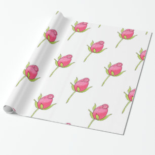 Rosa Watercolor-Rosenknospe-Muster Geschenkpapier