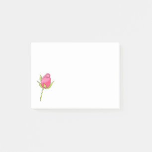 Rosa Watercolor-Rosenknospe Post-it Klebezettel