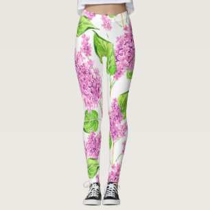 Rosa Watercolorflieder-Blumen Leggings
