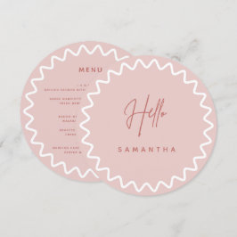 Rosa Wavy Border Menu Karte mit Namen