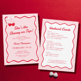 Rosa Wavy Cherry am oberen Junggeselinnen-Abschied Einladung