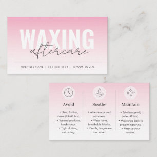 Rosa Waxing-Nachbereitungskarte für Esthetik-Salon Visitenkarte