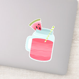 Rosa Weckglas-Wassermelone-Limonade-Getränk Aufkleber
