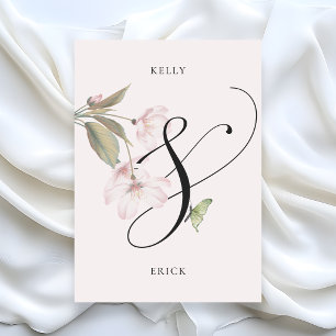 Rosa weiche Ästhetik florale elegante Hochzeit Einladung