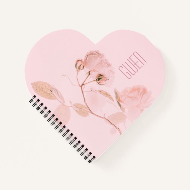Rosa weiche, florale Personalisiert Notizbuch (Vorderseite)