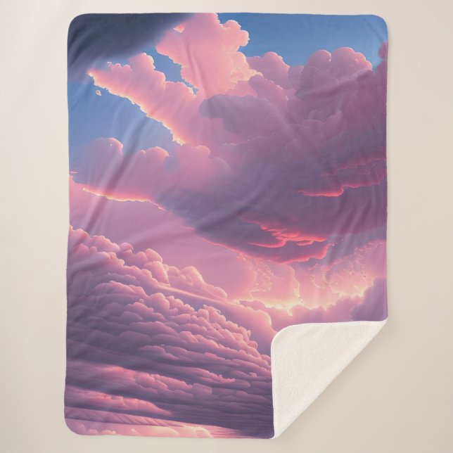 Rosa weiche Wolken Sherpadecke (Vorderseite)