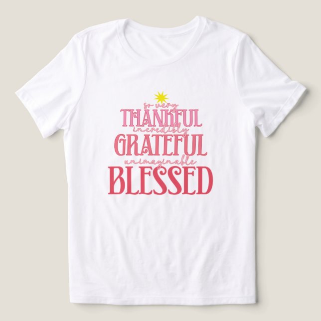 Rosa Weihnachten Dankbar und gesegnet Tri-Blend Shirt (Design Vorderseite)