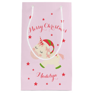 Rosa Weihnachten Einhorn Urlaub Personalisiert Kleine Geschenktüte