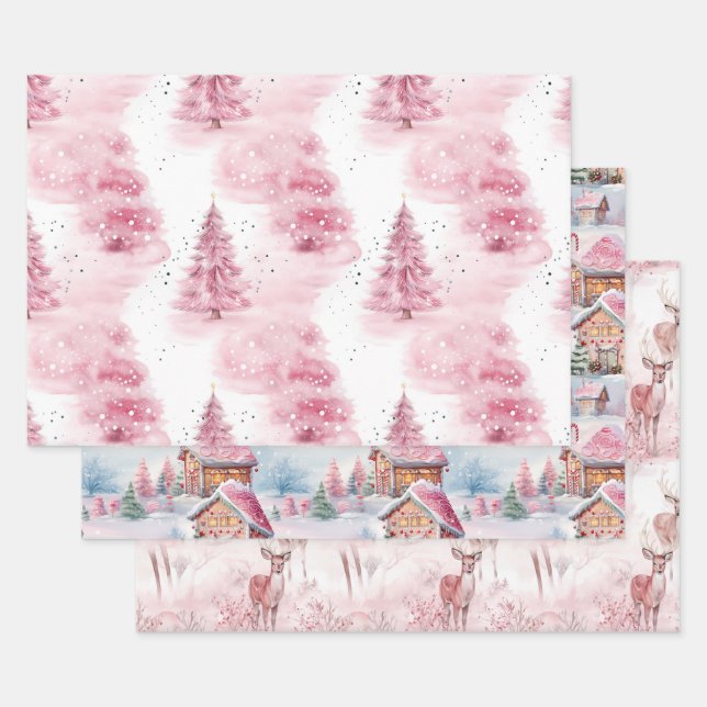 Rosa Weihnachten Geschenkpapier Set (Set)