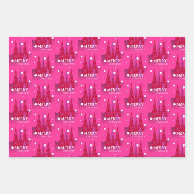 Rosa Weihnachten Geschenkpapier Set (Vorderseite)