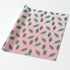 Rosa Weihnachten Grün Heilige Berries Urlaub Geschenkpapier