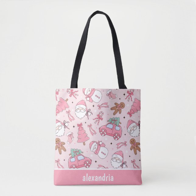 Rosa Weihnachten Nahtlos Tasche (Vorderseite)