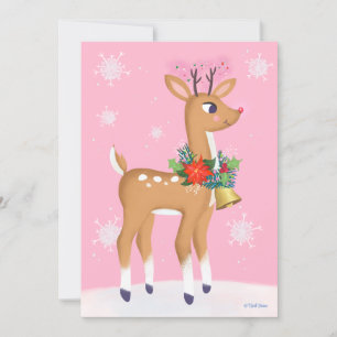 Rosa Weihnachten Retro Rudolph Personalisierte Fla