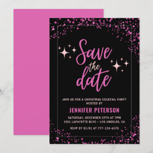 Rosa Weihnachts-Cocktailparty Save the Date Glamou Einladung