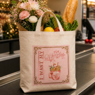 Rosa Weihnachts-Heiße-Schokolade-Personalisierte-T Tragetasche