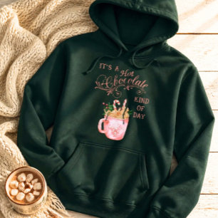 Rosa Weihnachts-Heiße-Schokolade-Tasse Dunkles Swe Hoodie