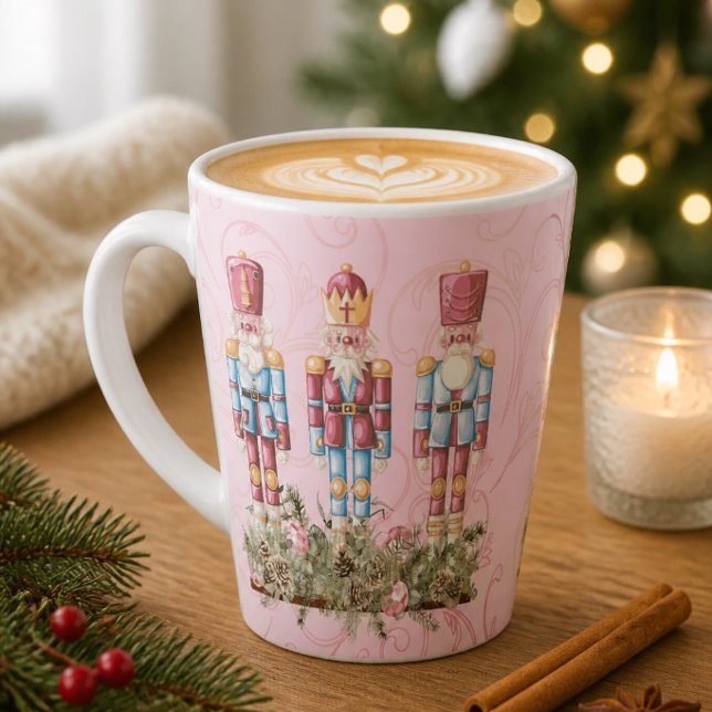 Rosa Weihnachts-Nussknacker-Latte-Mug Milchtasse (Von Creator hochgeladen)