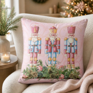 Rosa Weihnachts-Nussknacker-Trio-Wurfkissen Kissen