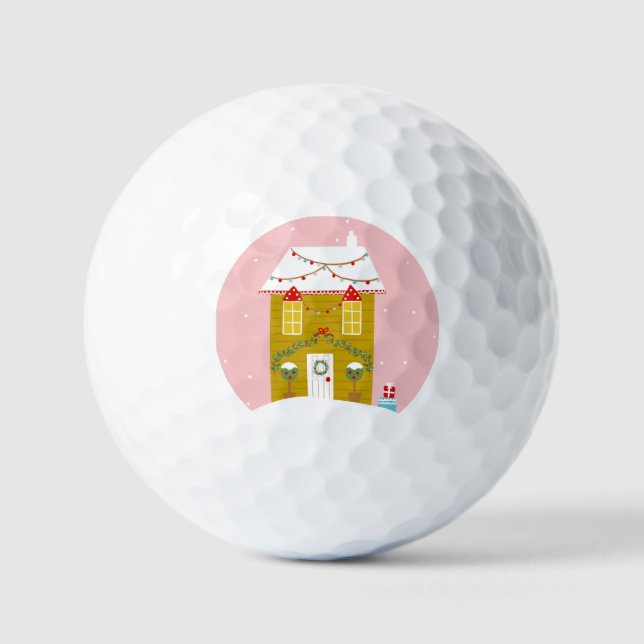 Rosa Weihnachts-Party Kindergeburtstag Urlaub Golfball (Vorderseite)