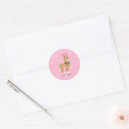 Rosa Weihnachts Retro Rudolph Classic Round Sticke Runder Aufkleber