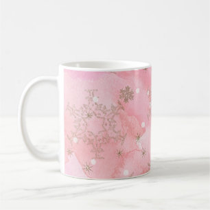 Rosa Weihnachts-Schneeflocken Boho Muster Kaffeetasse