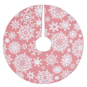 Rosa Weihnachts-Schneeflocken-Muster-Baumskirt Polyester Weihnachtsbaumdecke