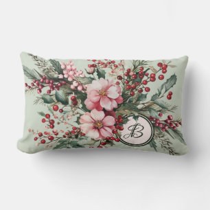 Rosa Weihnachts-Wasserfarben-Blumen-Elegantes Mono Lendenkissen