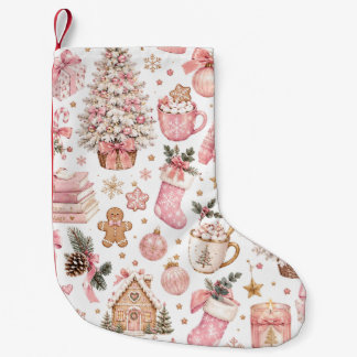 Rosa Weihnachtsästhetik Weihnachtsmuster Kleiner Weihnachtsstrumpf