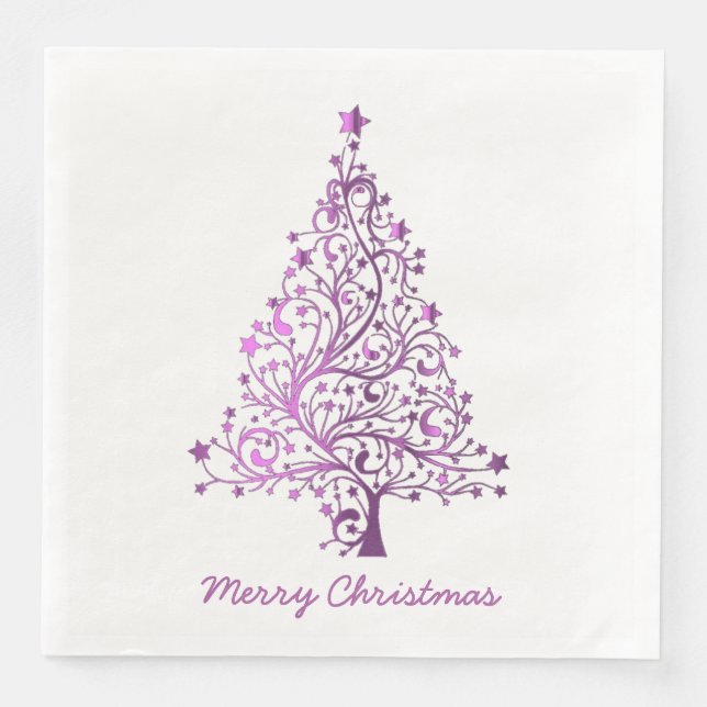 Rosa Weihnachtsbaum Abendessen Party Elegante Serviette (Vorderseite)